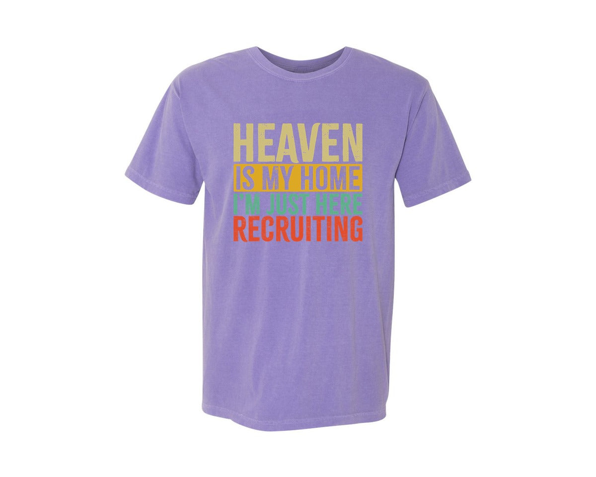 brand:Comfort Colors|color:Violet|Heaven Is My Home Christian Religious 2 Graphic T-Shirt