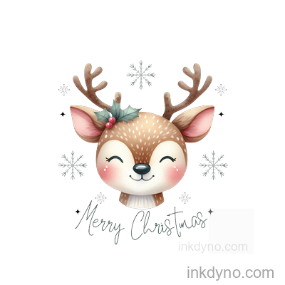 Watercolor Cute Reindeer T-Shirt DTF Transfer – Ready to Press (Christmas)