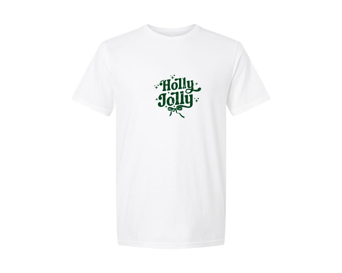 brand:Generic|color:White|Holly Jolly Trendy Retro Distressed Graphic T-Shirt