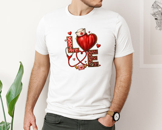 Nurse Love Stethescope Nurse Life Graphic T-Shirt