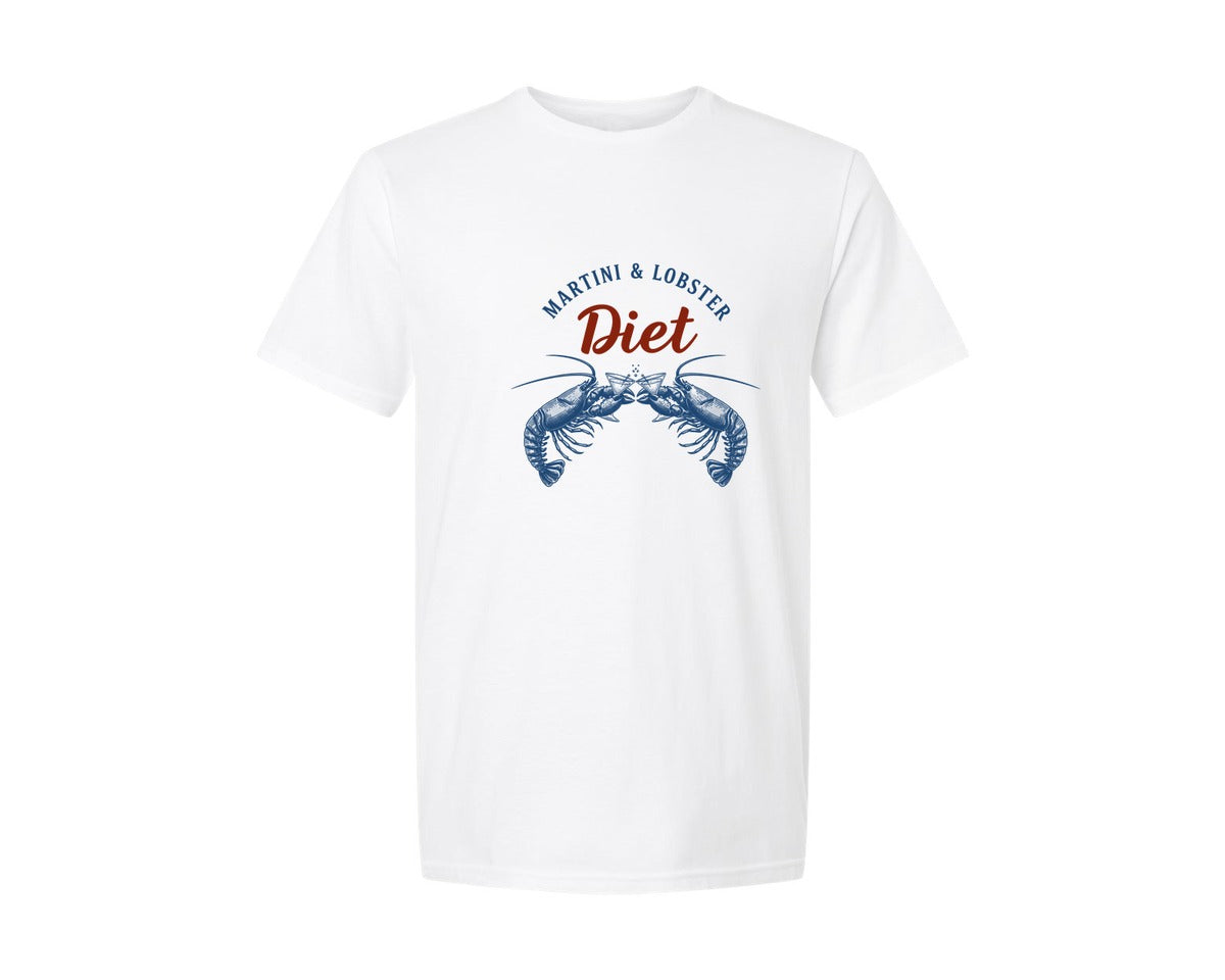 brand:Generic|color:White|Martini And Lobster Diet Graphic T-Shirt