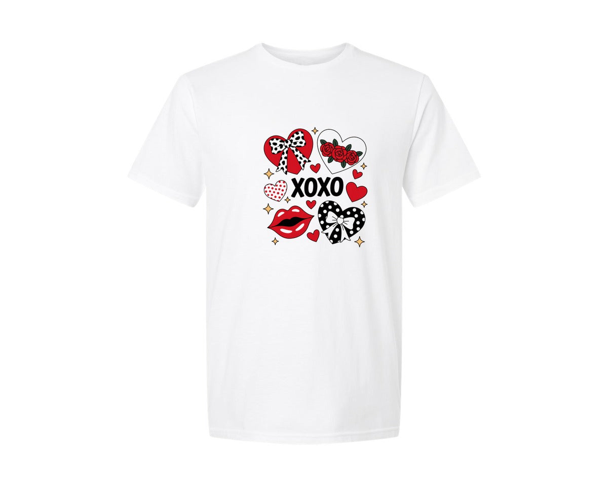 brand:Generic|color:White|Valentine Xox Varsity Valentines Graphic T-Shirt