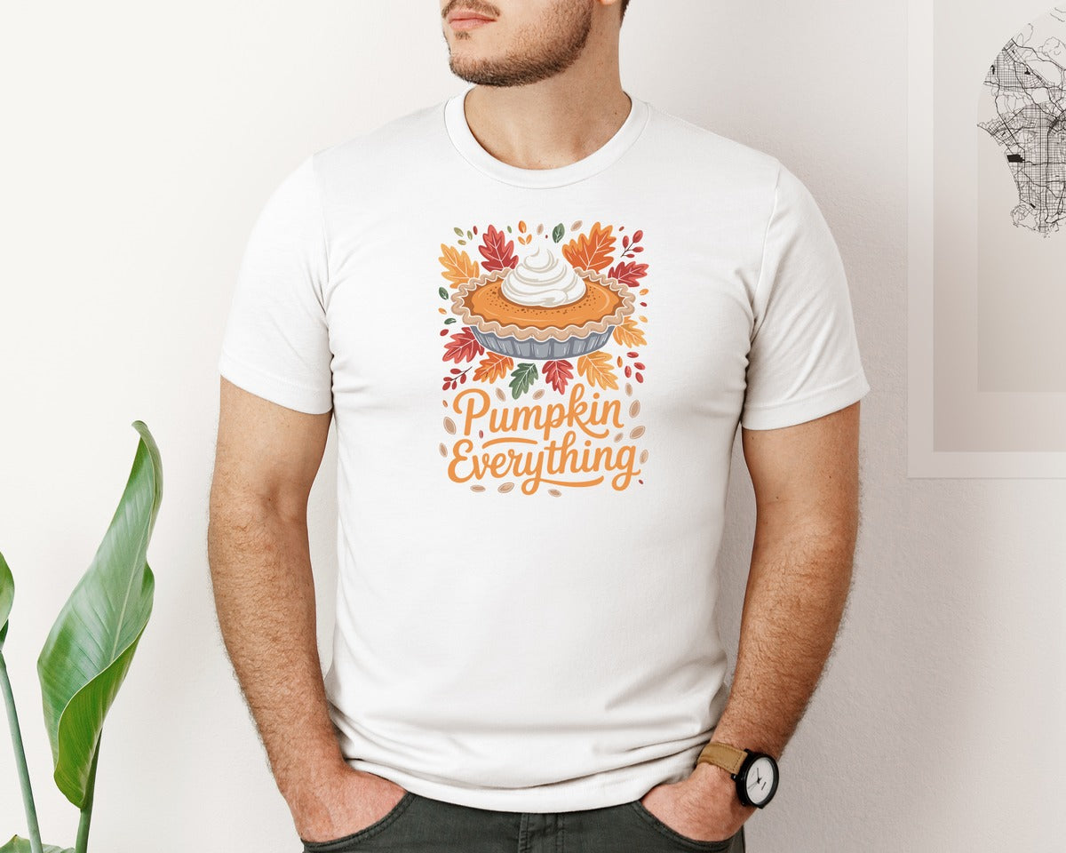 brand:Bella Canvas|color:White|Pumpkin Everything Autumn Turkey T Shirt Graphic T-Shirt
