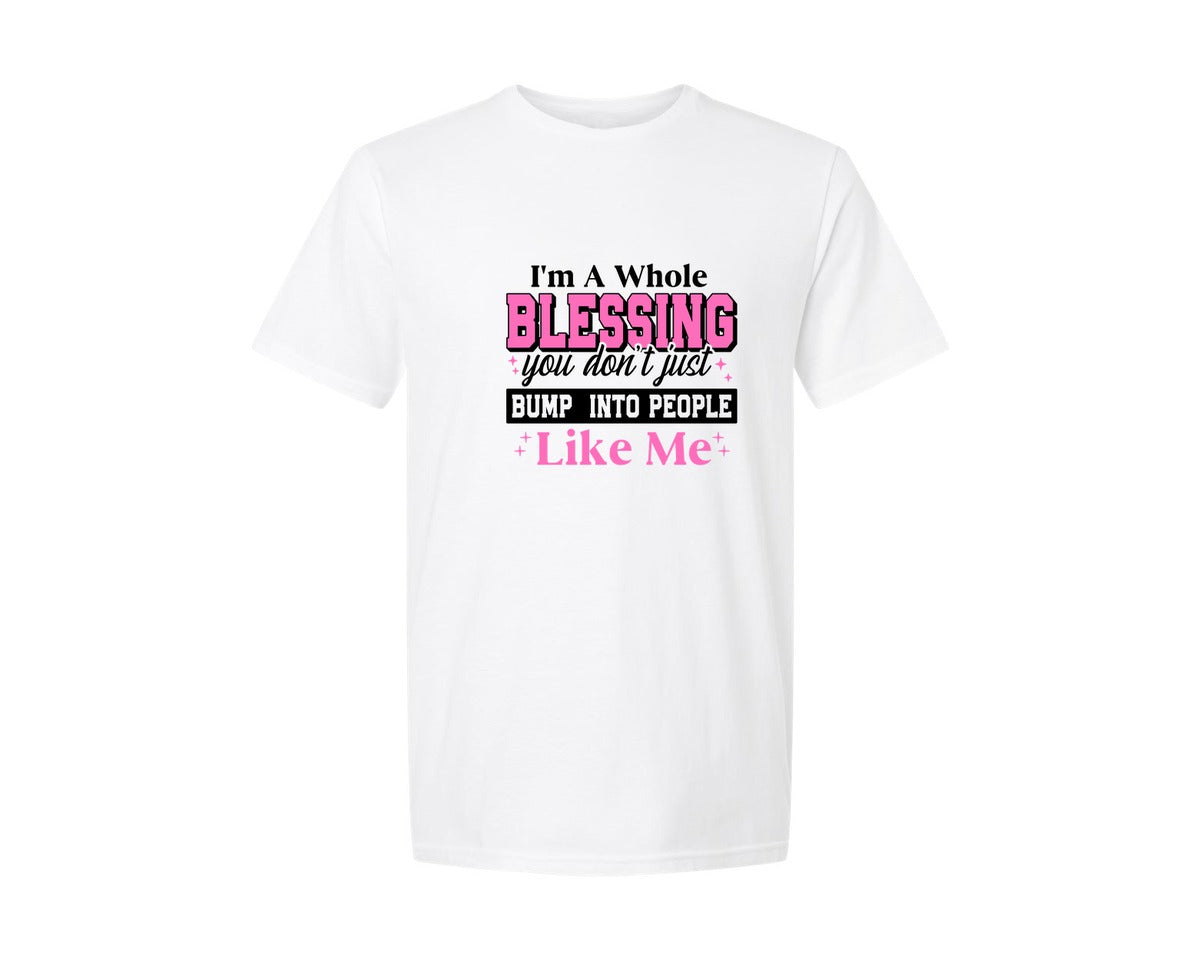 brand:Generic|color:White|Im A Whole Blessing Girl Boss Graphic T-Shirt