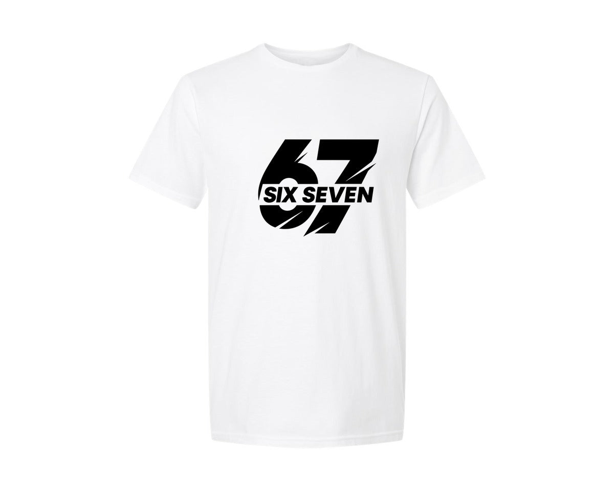 brand:Generic|color:White|67 Six Seven Racing Number Graphic T-Shirt
