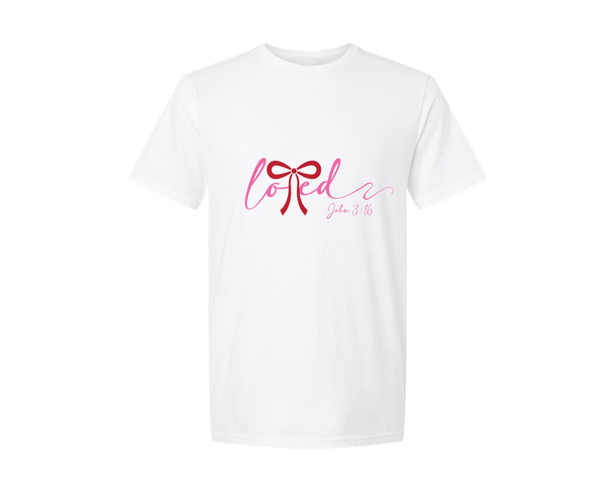 brand:Generic|color:White|Loved John 316 Christian Valen Graphic T-Shirt