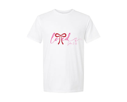 brand:Generic|color:White|Loved John 316 Christian Valen Graphic T-Shirt