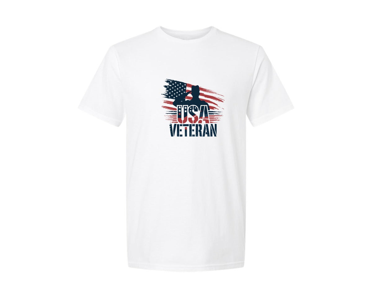 brand:Generic|color:White|Usa Veteran American Flag Graphic T-Shirt
