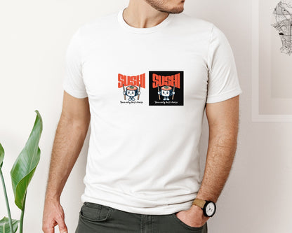 brand:Bella Canvas|color:White|Sushi Buddy Cute Food Graphic T-Shirt