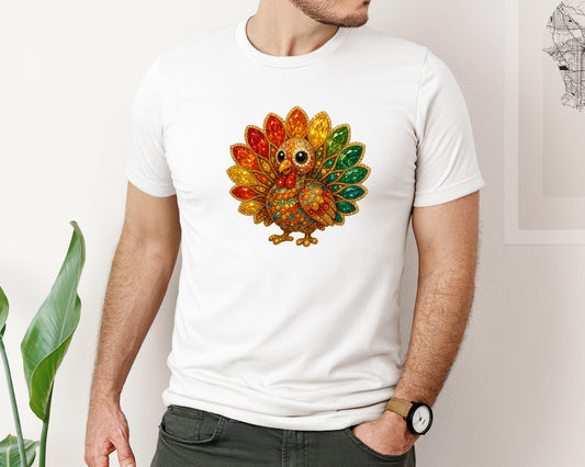 Rhinestone Thanksgiving Turkey 7 Graphic T-Shirt
