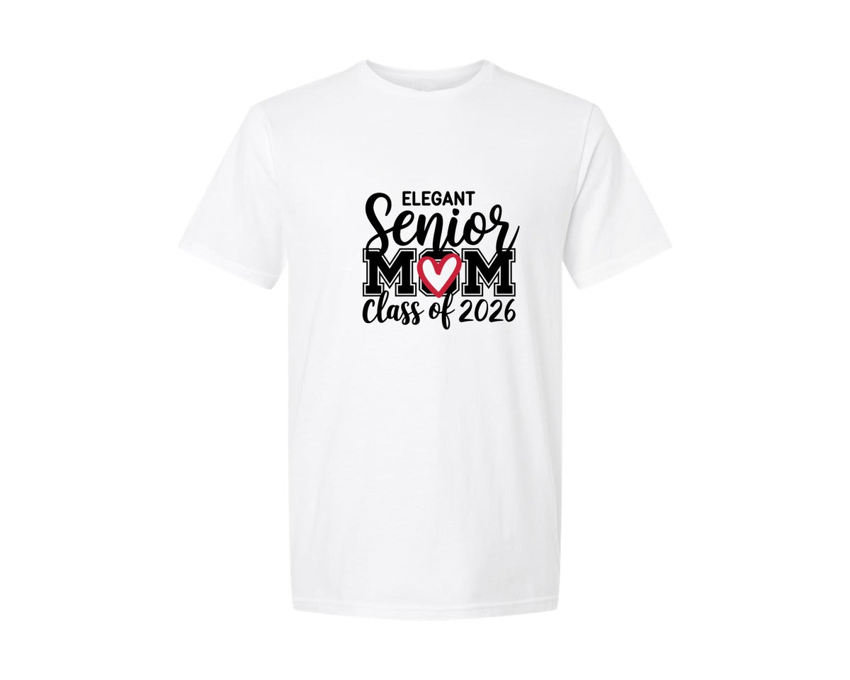 brand:Generic|color:White|Bold Senior Mom Heart Graphic Graphic T-Shirt