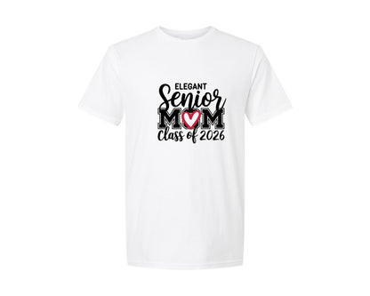 brand:Generic|color:White|Bold Senior Mom Heart Graphic Graphic T-Shirt