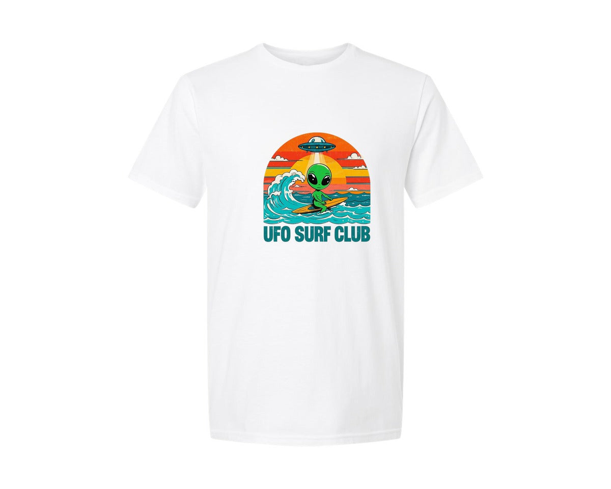 brand:Generic|color:White|Alien Surfing T Shirt Design Graphic T-Shirt