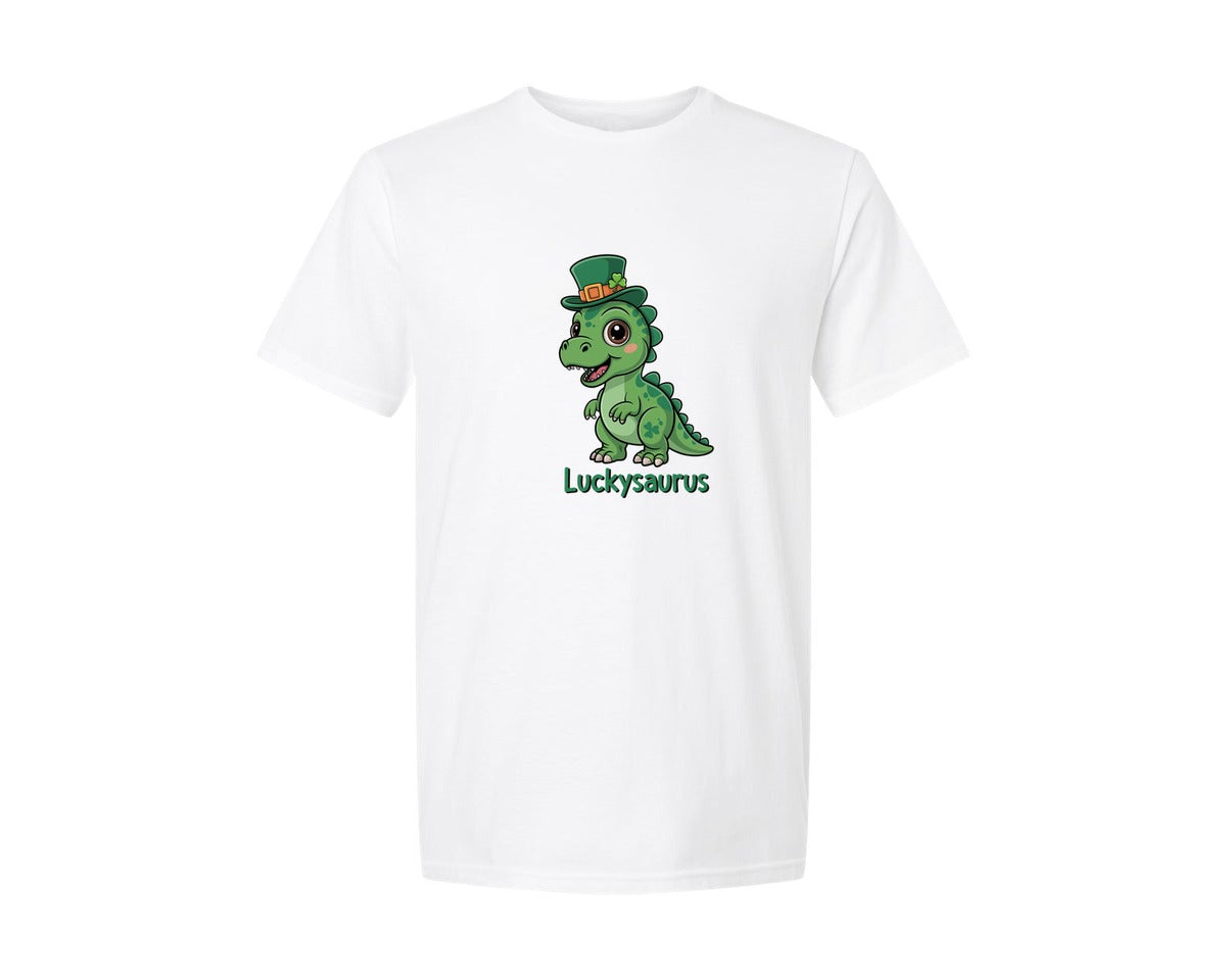 brand:Generic|color:White|Luckysaurus Cute St Patricks Day Graphic T-Shirt