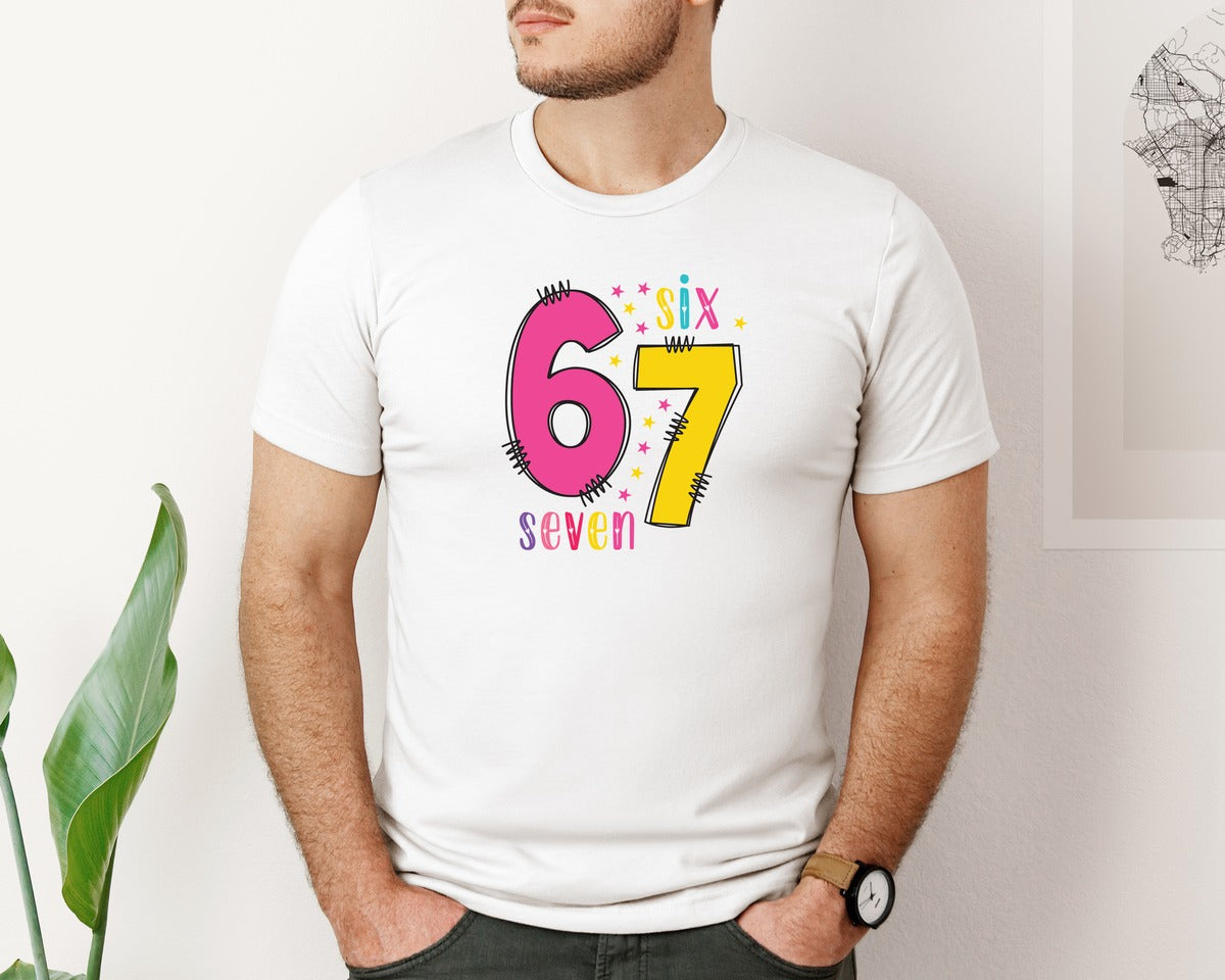 brand:Bella Canvas|color:White|Six Seven 67 6 7 Christmas Xmas Meme 9 Graphic T-Shirt