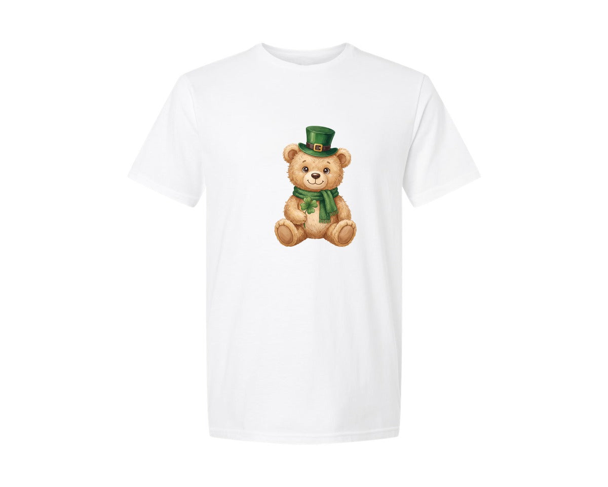 brand:Generic|color:White|Cute St Patricks Day Teddy Bear Graphic T-Shirt