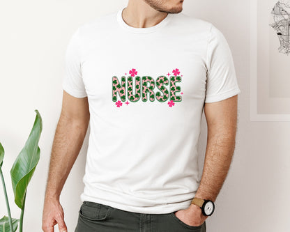 brand:Bella Canvas|color:White|St Patricks Day Nurse St Patricks Graphic T-Shirt