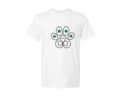 brand:Generic|color:White|Shamrock Dog Paw St Patricks Graphic T-Shirt