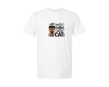 brand:Generic|color:White|All I Need Is Coffee And My Cat 10 Graphic T-Shirt