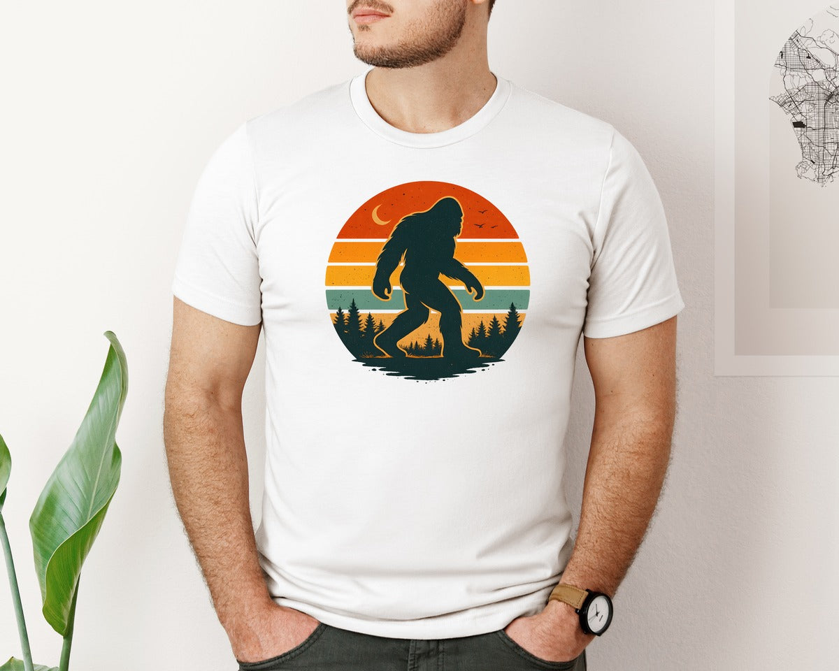 brand:Bella Canvas|color:White|Bigfoot Retro Design 70S Retro T Shirt Graphic T-Shirt
