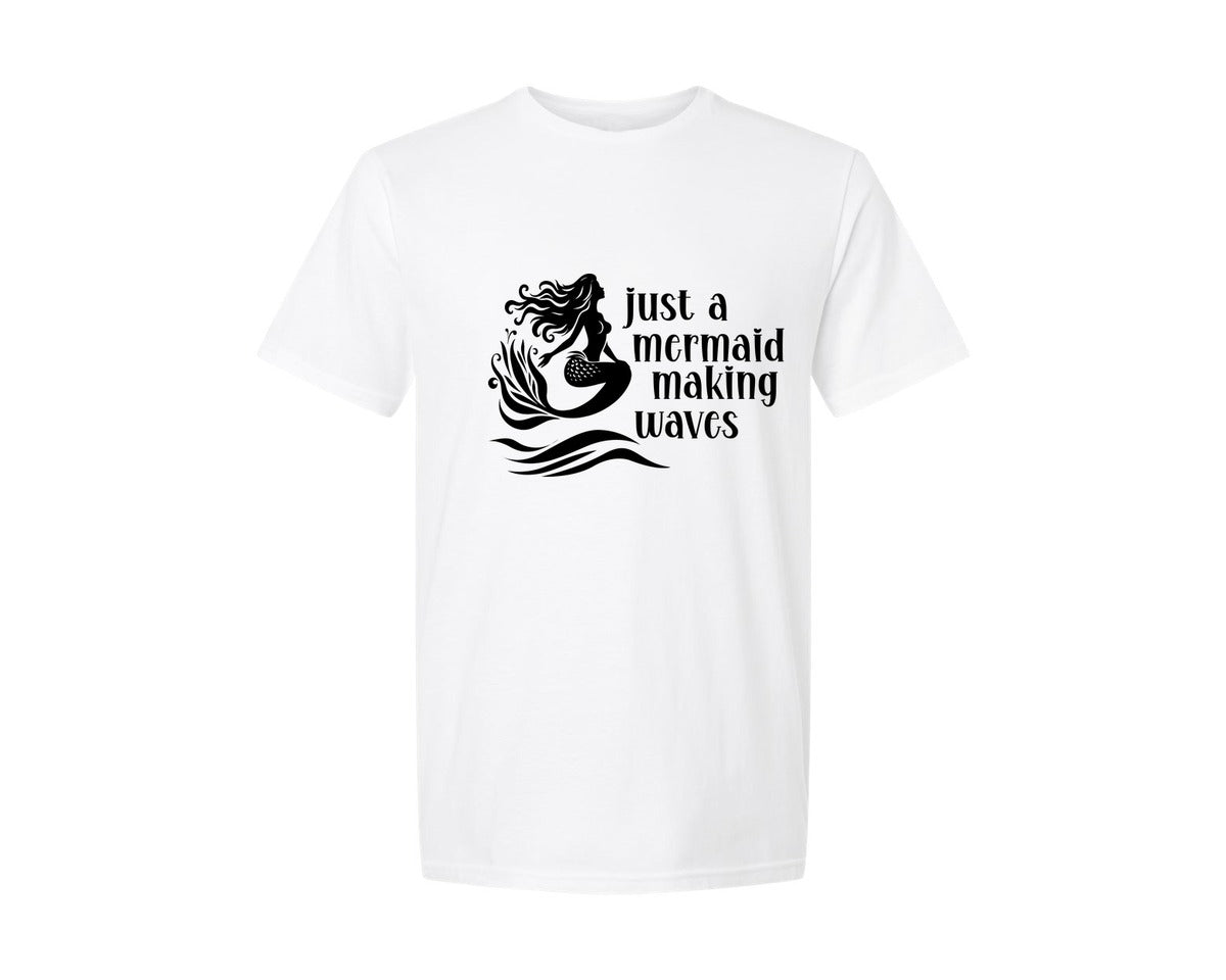 brand:Generic|color:White|Mermaid Making Waves For Cricut Graphic T-Shirt