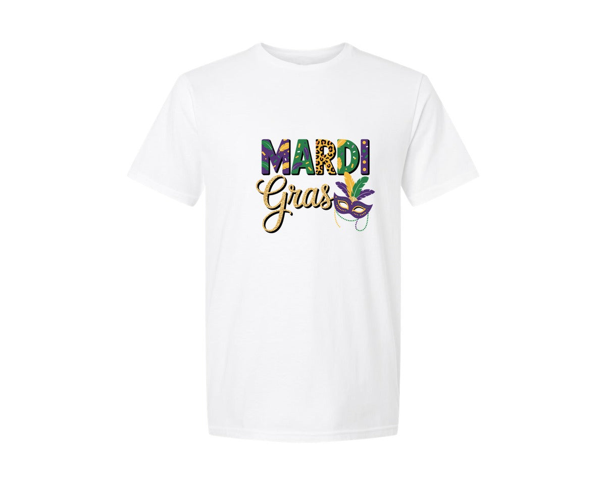 brand:Generic|color:White|Faux Yarn Mardi Gras Crochet 15 Graphic T-Shirt