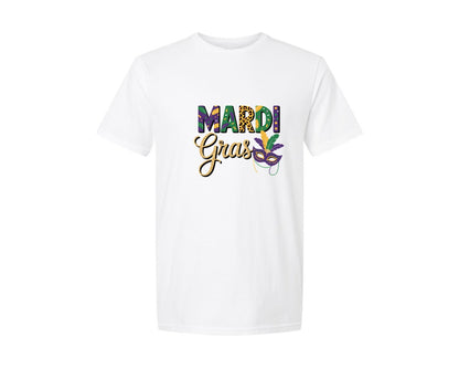 brand:Generic|color:White|Faux Yarn Mardi Gras Crochet 15 Graphic T-Shirt