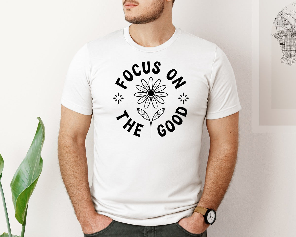 brand:Bella Canvas|color:White|Focus On The Good Positive Mindset Graphic T-Shirt