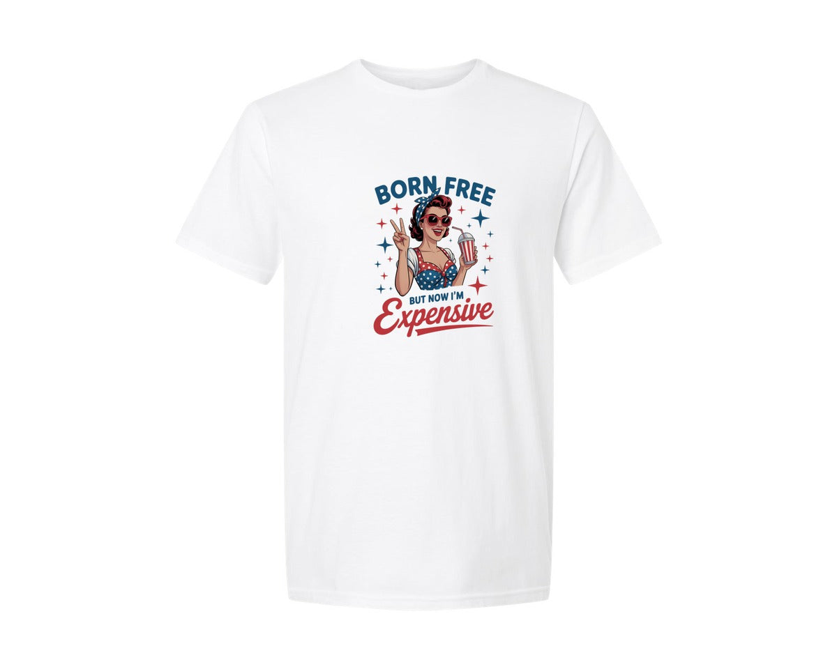 brand:Generic|color:White|Born Free But Now 4Th Of July Graphic T-Shirt
