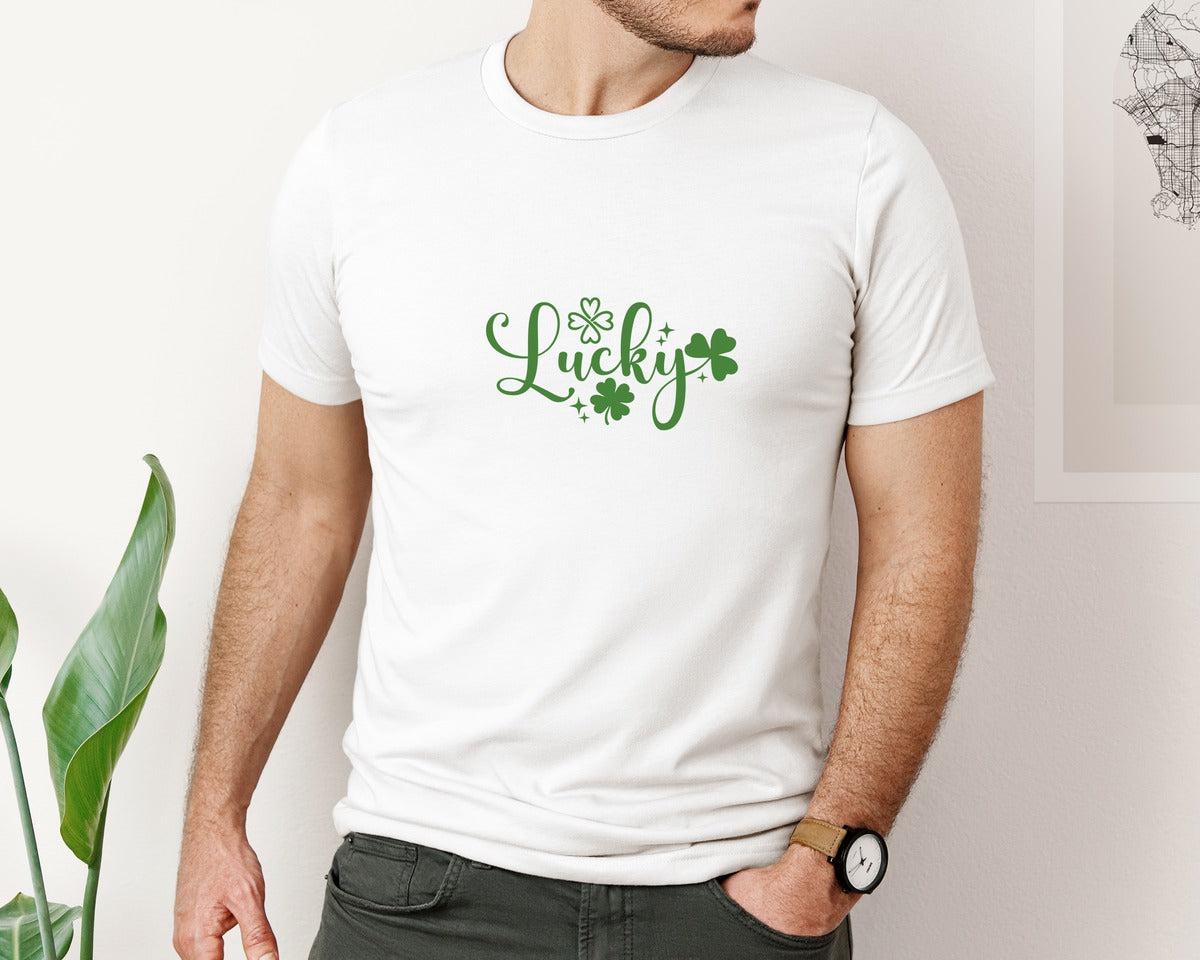 brand:Bella Canvas|color:White|Lucky Coquette Bow St Pattys Graphic T-Shirt
