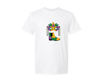 brand:Generic|color:White|Mardi Gras Shrimp Boot Mardi Gras Pn Graphic T-Shirt