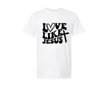 brand:Generic|color:White|Love Like Jesus Wavy 2 Graphic T-Shirt