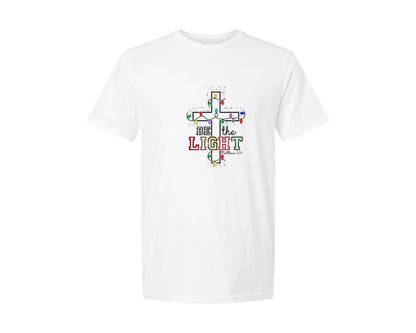 brand:Generic|color:White|Be The Light Christian Cross Lights Graphic T-Shirt