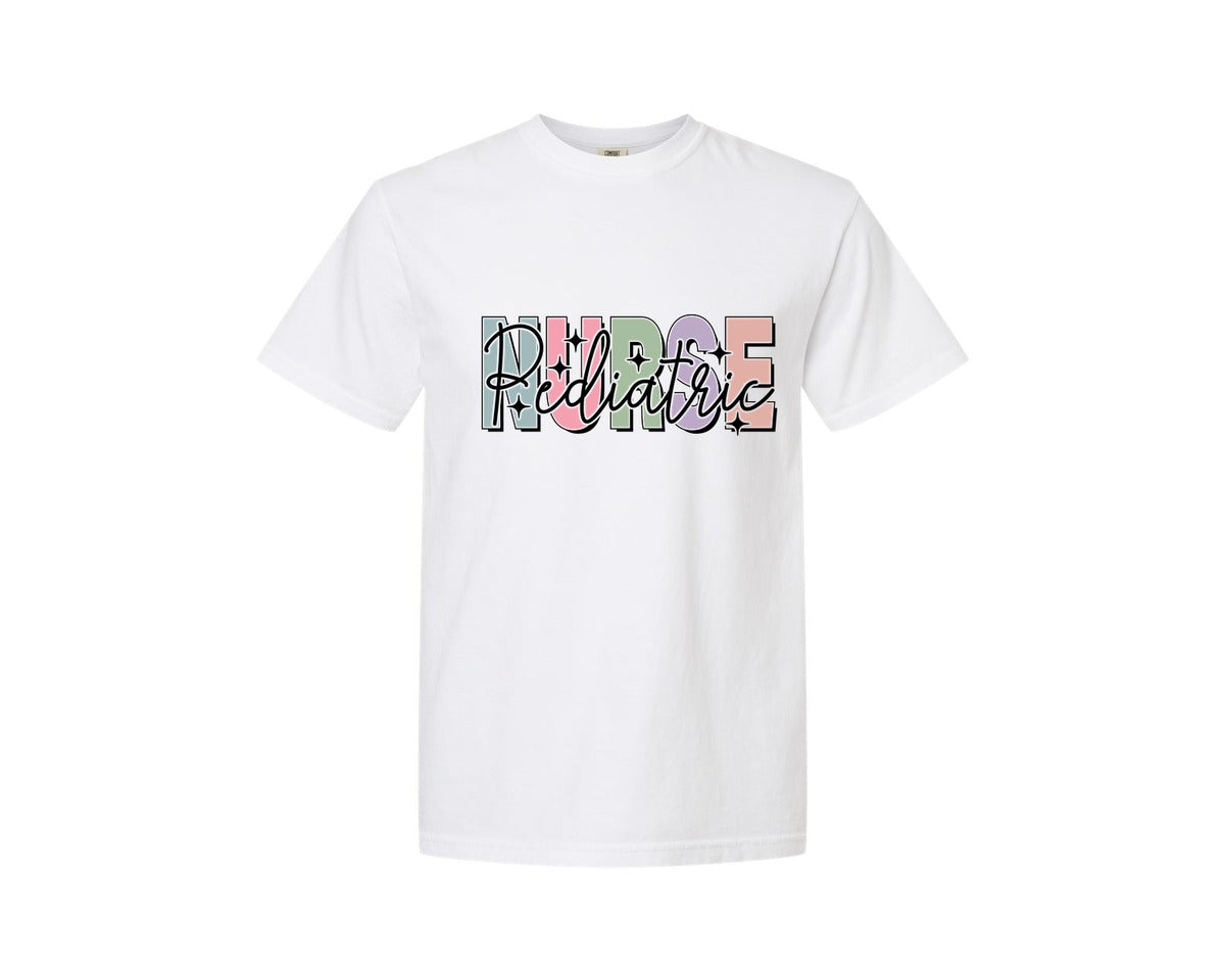 brand:Comfort Colors|color:White|Peds Nurse Picu Pediatric Nurse Graphic T-Shirt