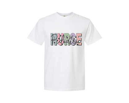 brand:Comfort Colors|color:White|Peds Nurse Picu Pediatric Nurse Graphic T-Shirt