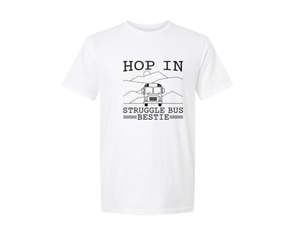 brand:Generic|color:White|Hop In Bestie Sweatshirt Struggle Bus Graphic T-Shirt