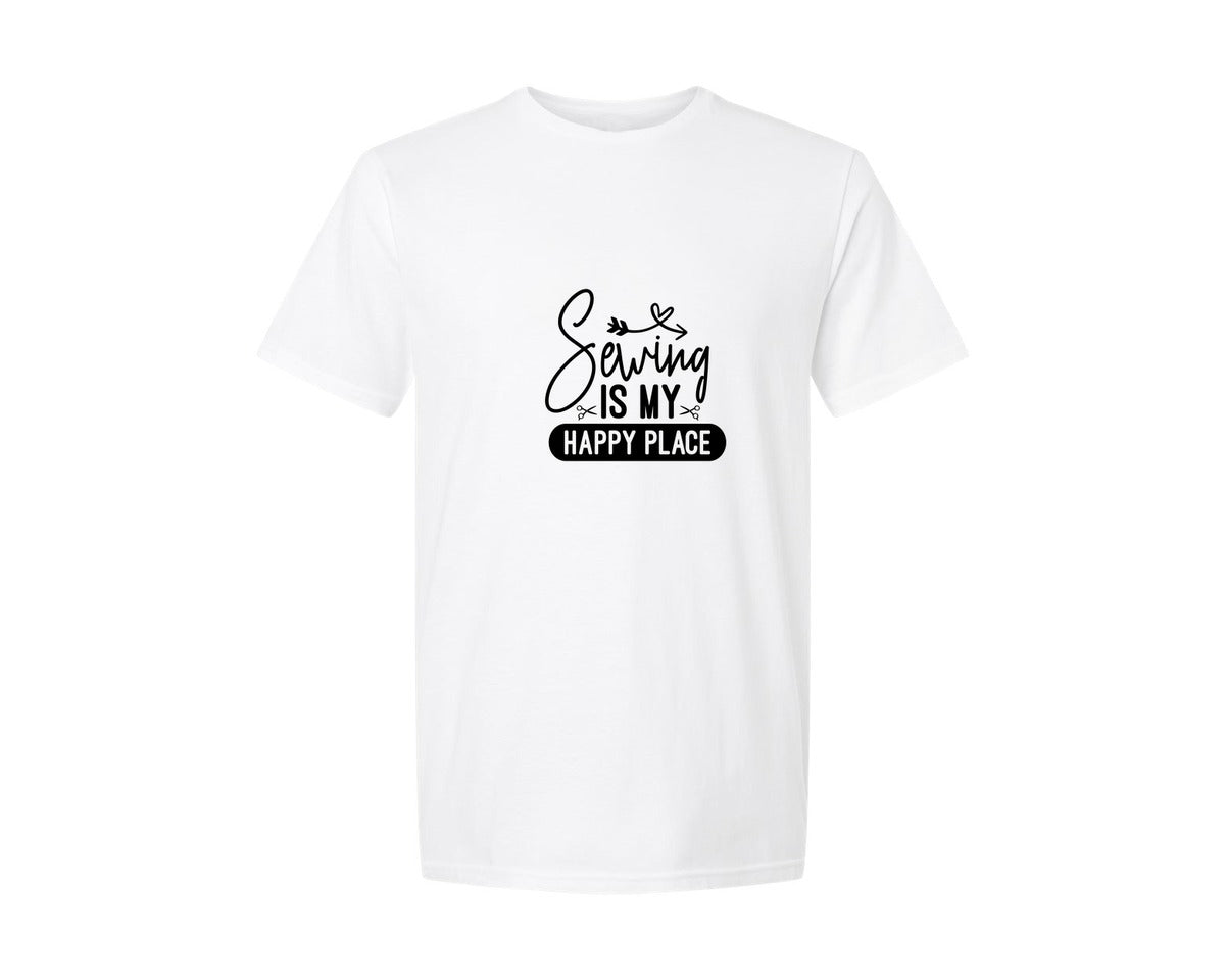 brand:Generic|color:White|Sewing Is My Happy Place 36 Graphic T-Shirt