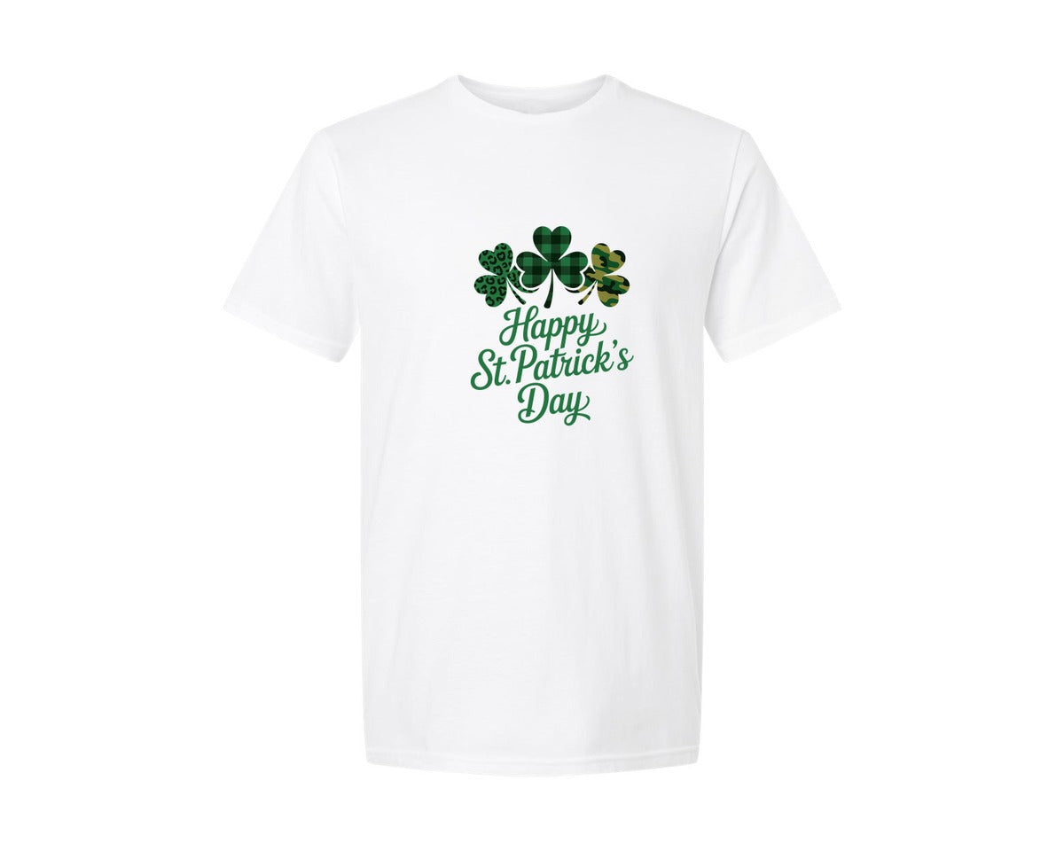 brand:Generic|color:White|Happy St Patricks Day Shamrock 5 Graphic T-Shirt