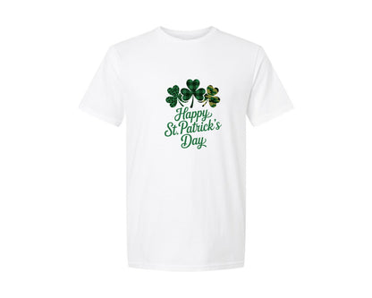 brand:Generic|color:White|Happy St Patricks Day Shamrock 5 Graphic T-Shirt