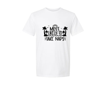 brand:Generic|color:White|Most Likely To Take Naps Graphic T-Shirt