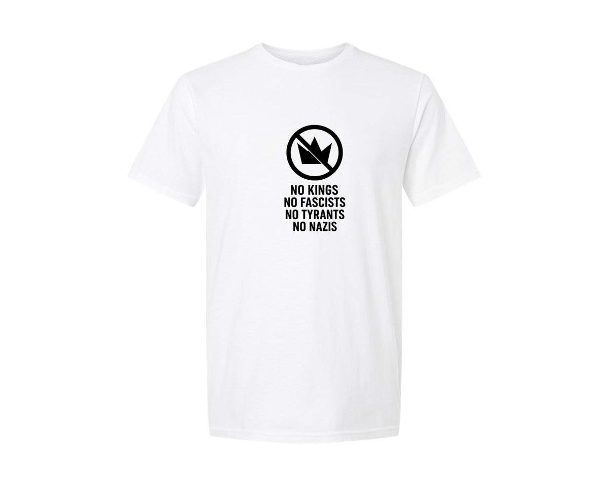 brand:Generic|color:White|No Kings No Fascists No Tyrants Graphic T-Shirt
