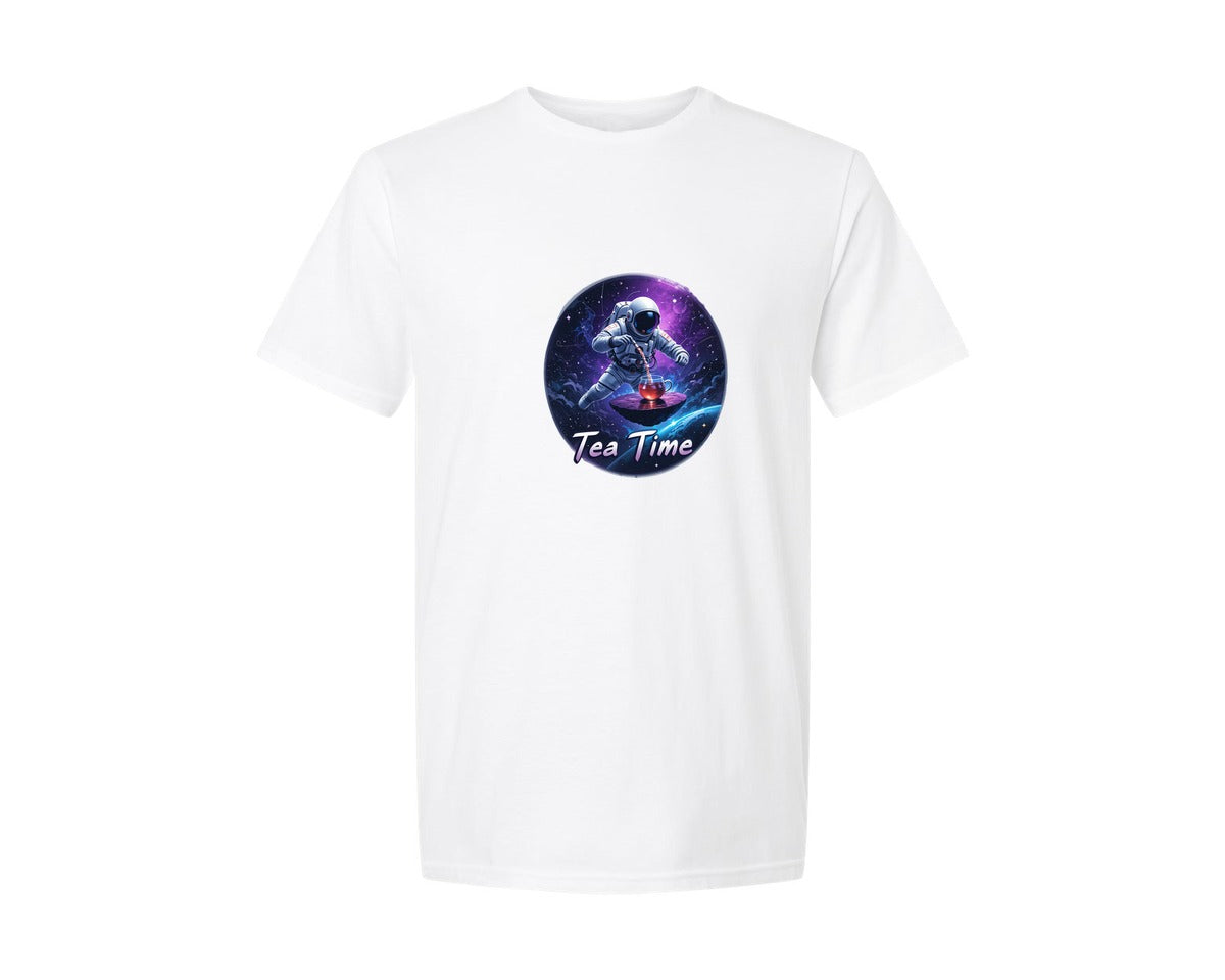 brand:Generic|color:White|Astronaut Tea Time In Space T Shirt Graphic T-Shirt