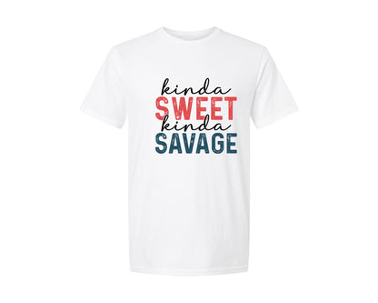 brand:Generic|color:White|Kinda Sweet Kinda Savage 32 Graphic T-Shirt