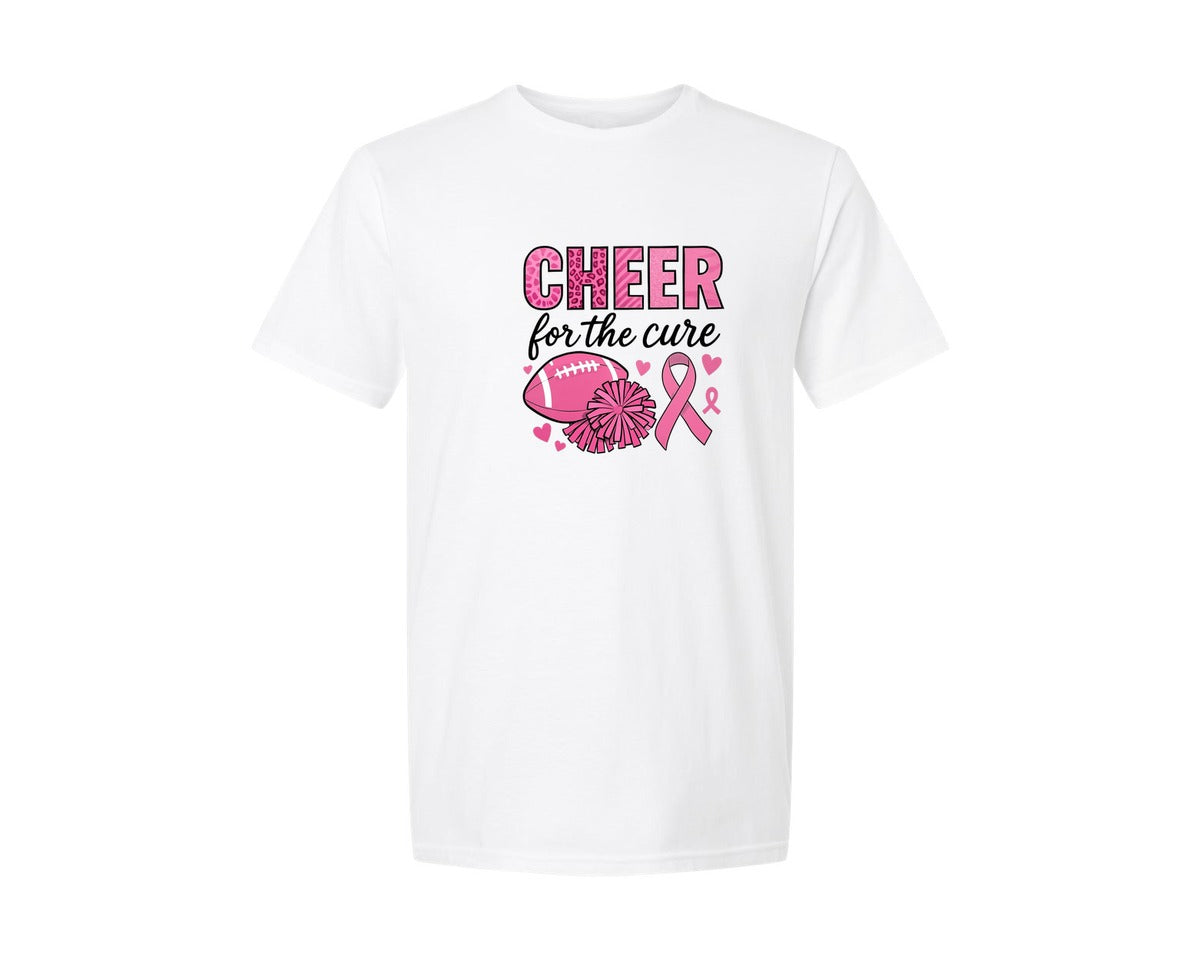 brand:Generic|color:White|Breast Cancer Awareness Cheerleader Graphic T-Shirt