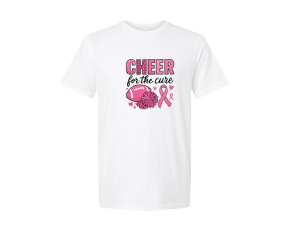 brand:Generic|color:White|Breast Cancer Awareness Cheerleader Graphic T-Shirt
