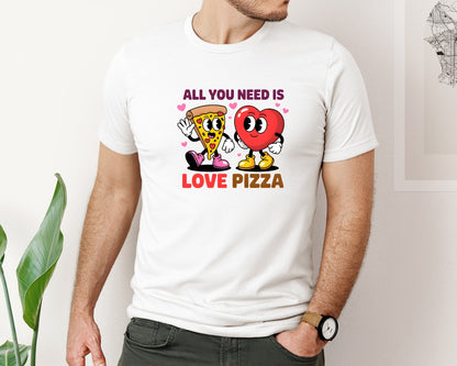 brand:Bella Canvas|color:White|All You Need Is Love Pizza 2 Graphic T-Shirt