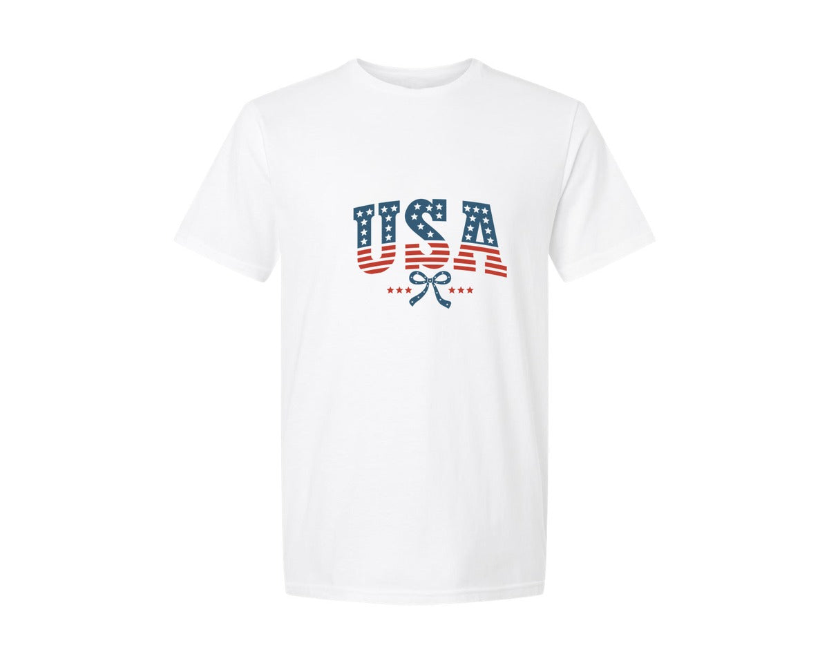 brand:Generic|color:White|Retro Usa Coquette 4Th Of July Graphic T-Shirt