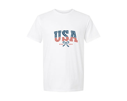 brand:Generic|color:White|Retro Usa Coquette 4Th Of July Graphic T-Shirt