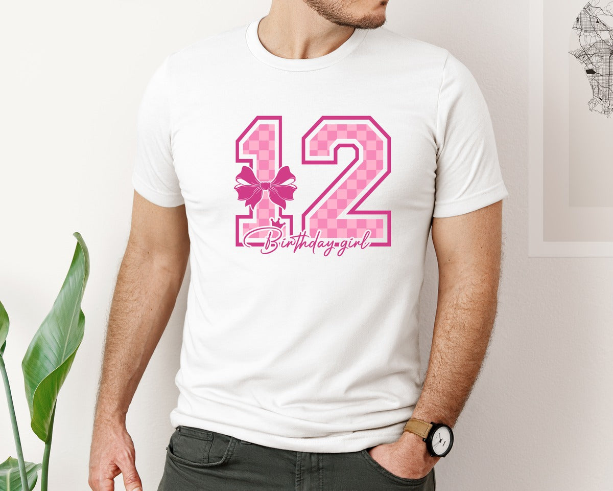 brand:Bella Canvas|color:White|Birthday Girl 12Th Birthday Shirt Graphic T-Shirt