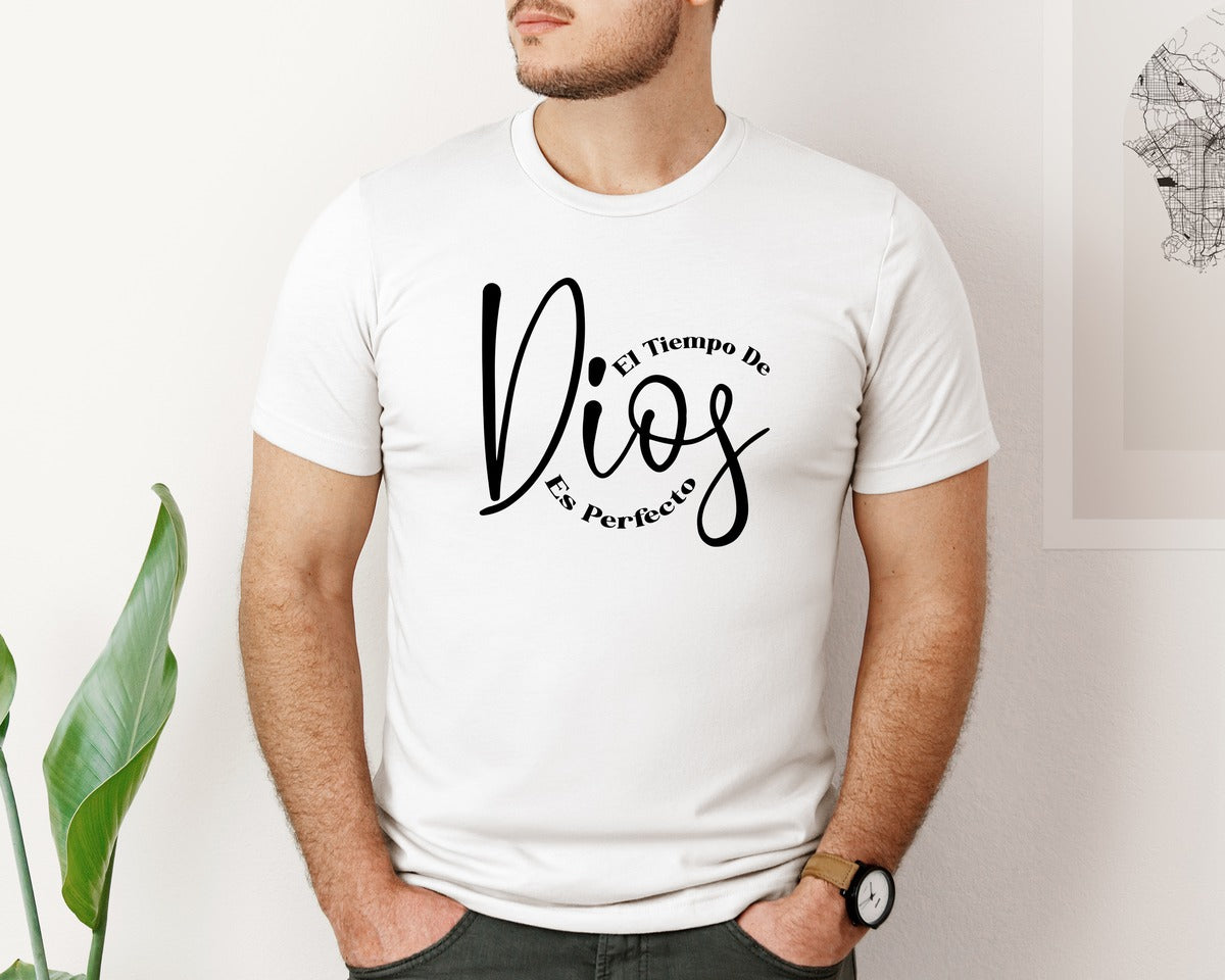 brand:Bella Canvas|color:White|El Tiempo De Dios Es Perfecto Design 2 Graphic T-Shirt